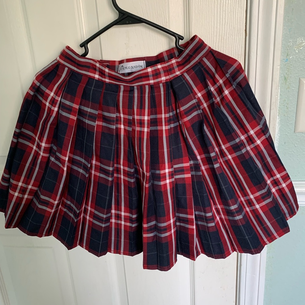 Hug Sunshine Red, Blue, and White Plaid Skirt
